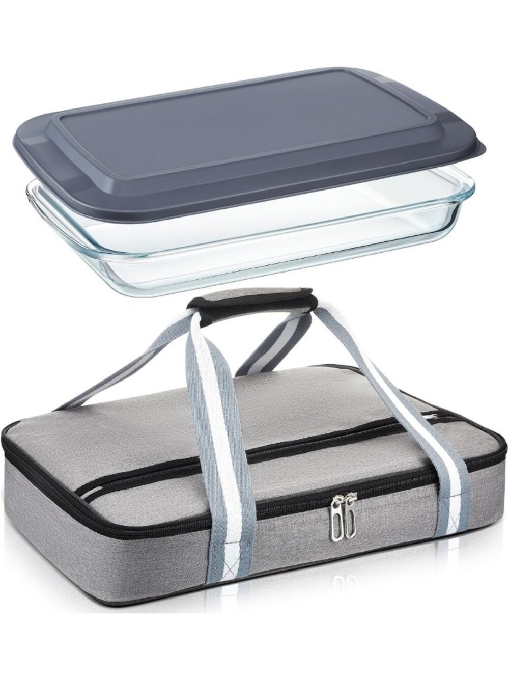 9x13 Glass Baking Dish with Lid & Insulated Carrier Bag - Perfect for Potlucks